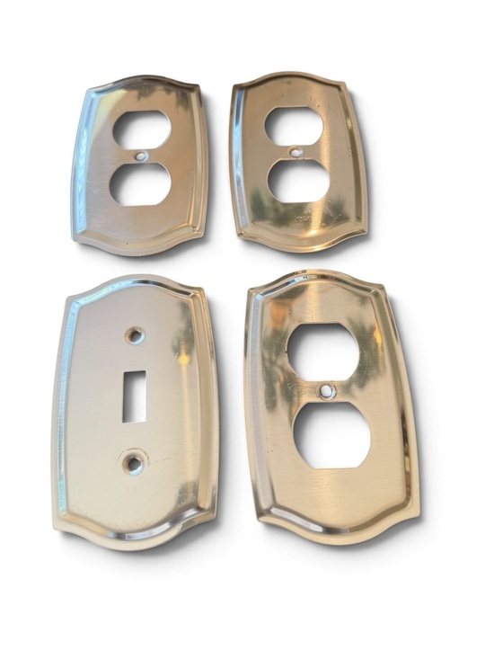 Vintage Other - Polished Brass Outlet & Switch Wall Plate Covers - Set of 4